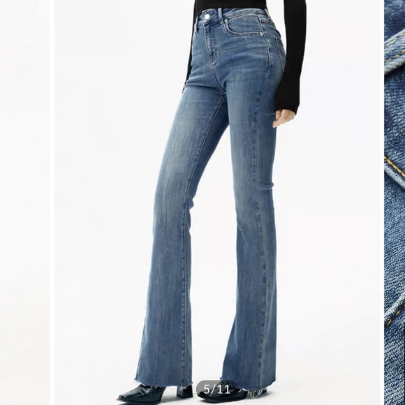 Commense - High Waist Denim Bootcut Jeans - Navy - S (4) - Picture 6 of 9